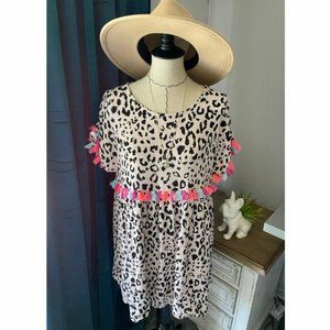 Colorful Leopard Print Tunic Size L